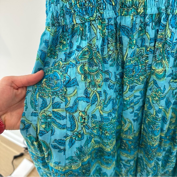 Lola Australia Cotton Floral Dress Sleeveless Summer Teal Mini V Neck Resortwear - Picture 6 of 16